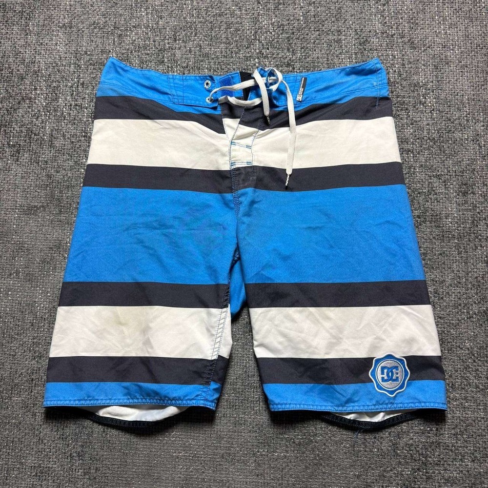 DC Shoes Board Shorts Mens 34 Blue Striped Y2K Skate Surf Trunks